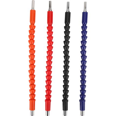 Set de 4 prolongateurs flexibles pour visseuse, porte-embouts adaptateur 1/4 hex, tige articulée, accessoires de perçage, outillage multi-usage. (1/5)