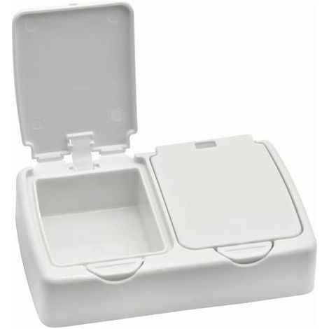 Caja de almacenamiento de escritorio, pequeña caja de plástico blanca con tapa para guardar objetos pequeños, cuentas, tapones para los oídos, joyas en casa o en la oficina. (1/5)