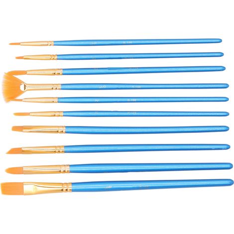 Ensemble de 10 pinceaux longs en nylon pour peinture à l'huile, acrylique et aquarelle. (1/5)