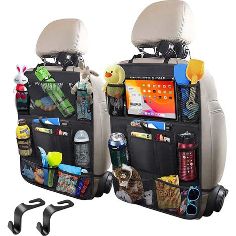 Lot de 2 sacs de rangement pour voiture en tissu Oxford, grande capacité, pour siège auto et dossier (universel)