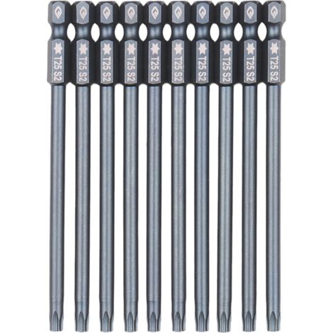Jeu de 10 embouts Torx de sécurité inviolables, entraînement 1/4 pouce, acier S2, 10 cm de long, avec embouts magnétiques pour tournevis électrique et perceuse à main. (1/5)