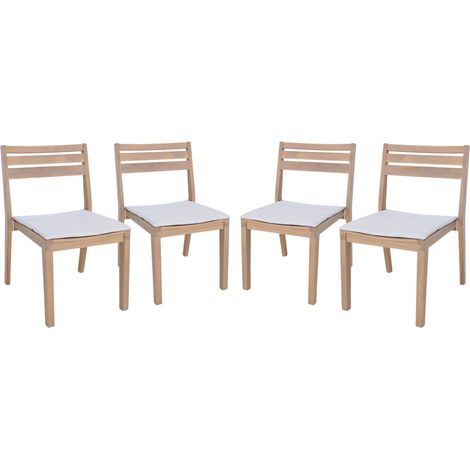 sweeek - 4er-Set Akazienholz-Gartenstühle mit Kissen (1/5)