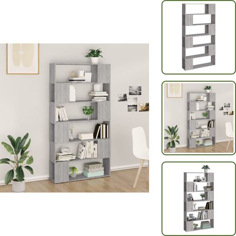 Bibliothèque/Séparateur de pièce sonoma gris 100x24x188 cm - Bibliothèque Murale - Bibliothèque Moderne - Meuble Rangement - Séparateur De Pièce - Étagère Ouverte (1/5)