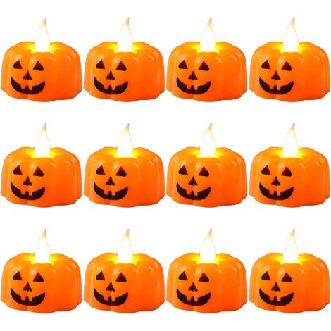 CCYKXA12 Pièces Citrouille Bougie D'halloween Bougie LED Lanterne Citrouille Lanterne Citrouille Lumineuse Citrouilles D'Halloween pour Décorations (1/5)