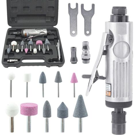 Kits de Meuleuse Pneumatique 16 Pièces, 25000RPM Mini Meuleuse Droite Pneumatique pour La Réparation de Pneus et Autres Applications (1/5)