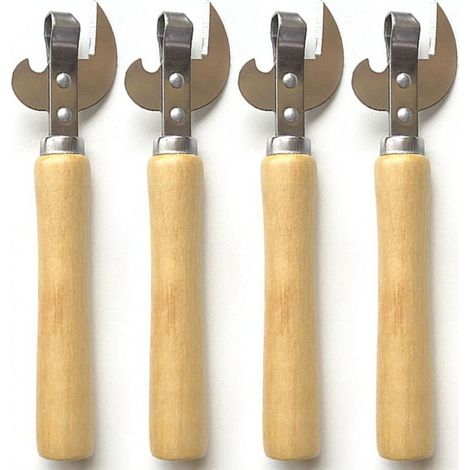4 Pièces Ouvre-boîte Vintage Manuelle manche en Bois Décapsuleur Seitenschliff acier Inoxydable Traditionnelle Stichdosen et tire-Bouchon (1/5)