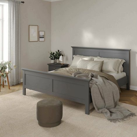 Lit Double Arik, Dimension Matelas 160x200 cm, Double, Gris (1/5)