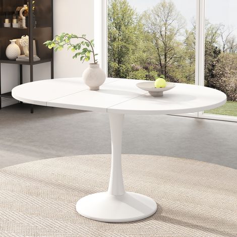 MEUBLIV Tavolo da pranzo allungabile 100/140x100 cm bianco – ovale, moderno (1/5)