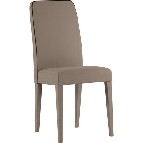 Sedia Anita con rivestimento in similpelle beige e gambe in legno di faggio laccato - Design classico ed elegante - Stones (1/5)