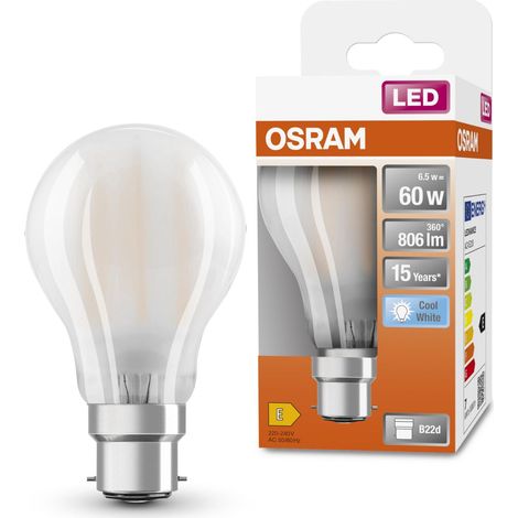 LED Star ampoule LED à filament dépoli, culot B22d, blanc froid (4000K), forme ampoule, kit de remplacement pour ampoules classiques 60W, 1-pack (1/5)