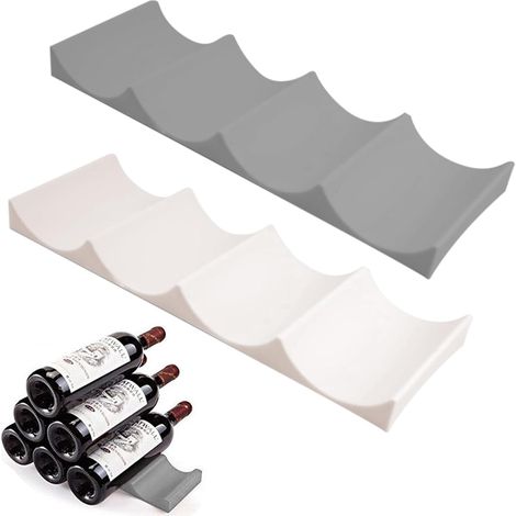 Lot de 2 porte-bouteilles pour réfrigérateur, porte-bouteilles, antidérapants, empilables, pour cuisine, pantry (1/5)