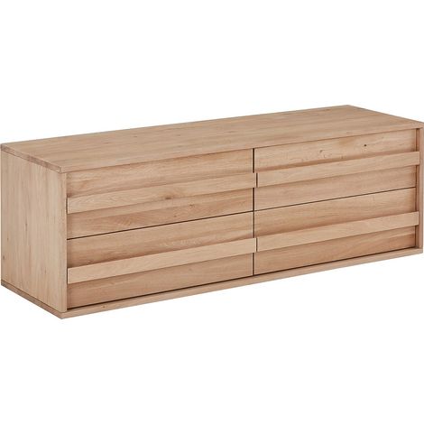Meuble sous vasque suspendu en chêne massif - Naturel clair - 150 cm - SARLO