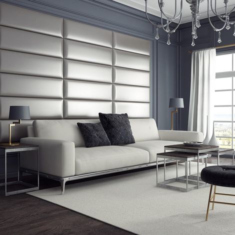 Panneau Décoratif Tête De Lit Capitonnée Mural 76cm Cuir Champagne (1/5)