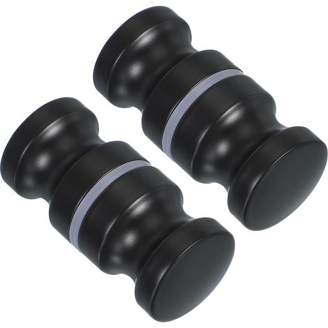 Lot de 2 poignées de porte de douche en verre, en alliage d'aluminium, boutons de porte de douche coulissants dos à dos, boutons de traction ronds pour porte en verre rainurée, noir (1/5)