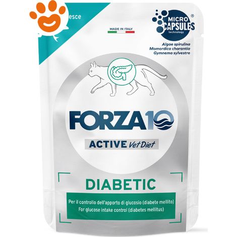 Forza10 Cat Active Diabetic Pesce in Patè - Bustina 80 Gr - Cibo Umido Gatti