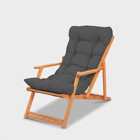 Poltrona relax reclinabile in legno con braccioli Teral - Grigio (1/5)