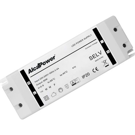 Alimentation à découpage Alcapower IP20 24 V 60 W 2,5 A pour éclairage, convertisseur de tension compact pour installations professionnelles