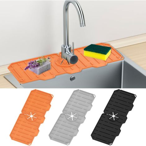 Tapis Anti-Éclaboussures Pour Robinet - Tapis En Silicone Pour Évier - Drainant Et Réglable - Pour Cuisine Et Salle De Bain - 1 Pièce (1/5)