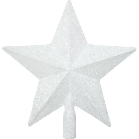 Étoile de Sapin de Noël Blanche 19 cm – Décoration de Sommet en Plastique Pailleté – Ornement Classique pour Arbre de Noël (1/5)