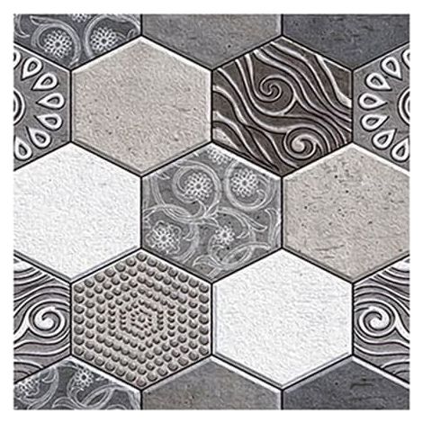Papier peint imitation brique 3D (lot de 10), repositionnable et amovible, reproduisant la structure de la pierre et de la brique, autocollant et repositionnable, à motifs hexagonaux. (1/4)