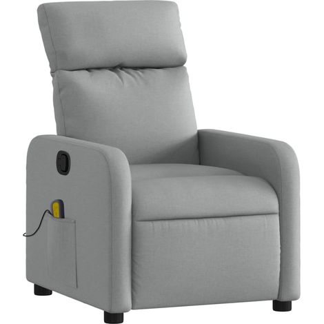 Poltrona relax TV funzione massaggio reclinabile 6 punti massaggio in tessuto grigio chiaro DEC026930