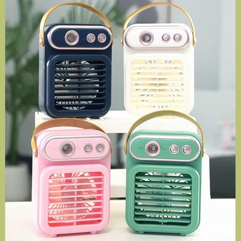 TrAdE Shop Traesio - Mini Ventilatore A Spruzzo Vintage Retro Da Tavolo Elettrico Portatile Usb Batteria - (1/5)