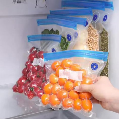 Lot de 3 sacs de rangement sous vide de 7 tailles avec pompe à main pour vêtements, gain de place, sac étanche à la poussière (26 x 28 cm) (1/5)