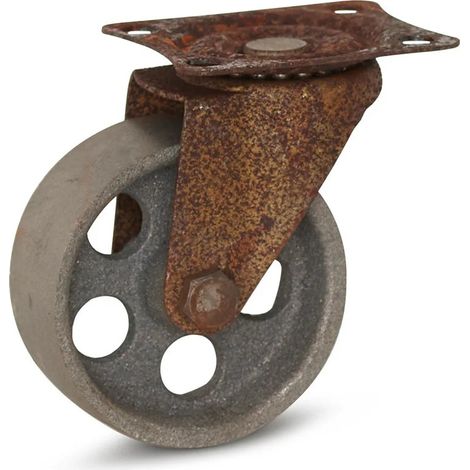 Roulette pivotante - MESO - Vintage rétro fonte - 75mm - Platine - 80kg