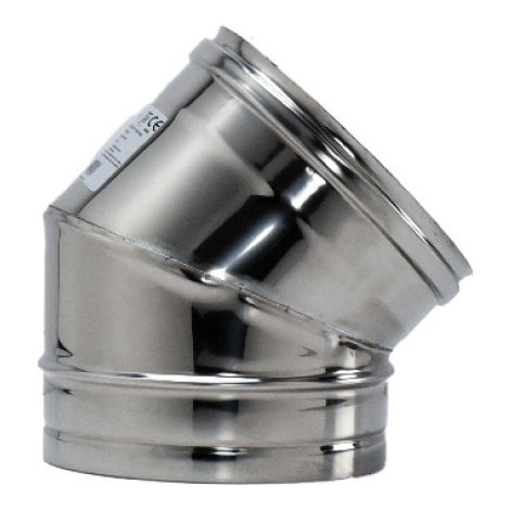 GOMITO A 45 ° INOX AISI 304 PER STUFA EE cm.20