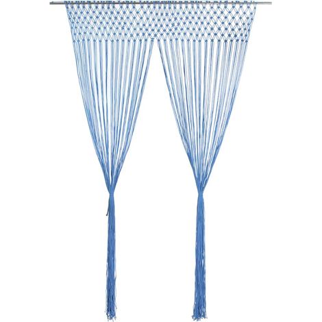 Maison Exclusive - Makramee Vorhang Blau 140x240 cm Baumwolle (1/5)