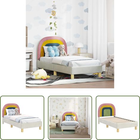 vidaXL Lit bas - Cadre de lit pour tout-petit avec tête de lit Crème 70 x 140 cm (1/5)