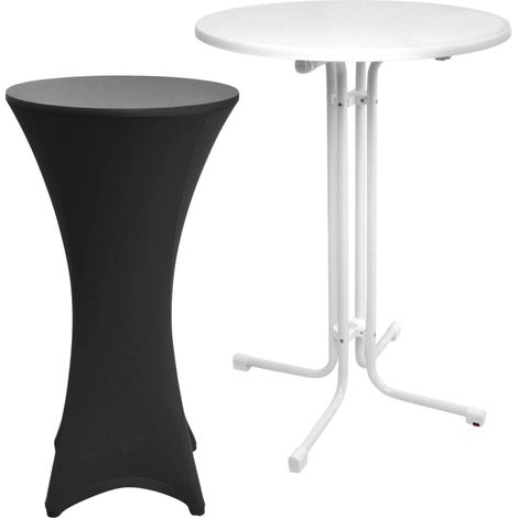 Outdoor Stehtisch Sylt, klappbar, Ø70cm, Schwarz, mit Husse