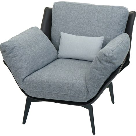 Sessel HHG-738, Lounge-Sessel Cocktailsessel Polstersessel Relaxsessel, Kunstleder Stoff/Textil Metall schwarz