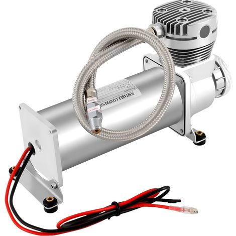 Compresor de aire, presión máxima de 200 PSI, caudal de aire de 50 L/min, color plata. (1/2)