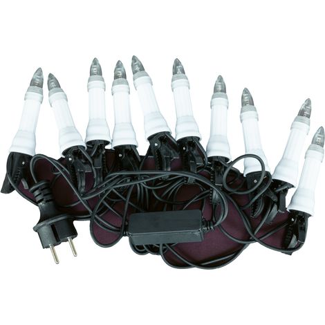Saico LED-Ersatzlichterkette für Metall-Schwibbögen mit 10 Kerzen & Clips 4 m warmweiß schwarz