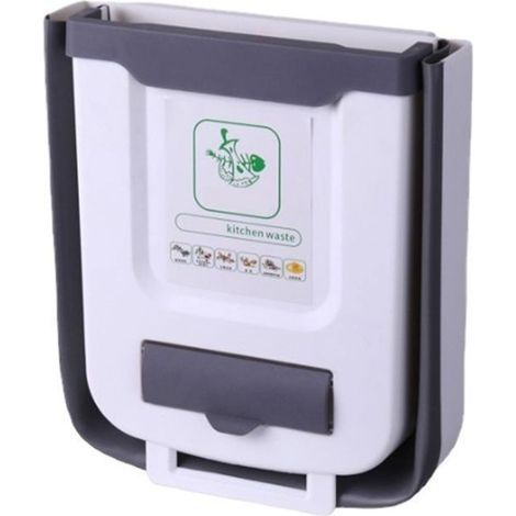 Poubelle de cuisine avec couvercle, bac à compost de cuisine, petite poubelle pliable à suspendre sur le comptoir, poubelles de 2,4 (1/4)
