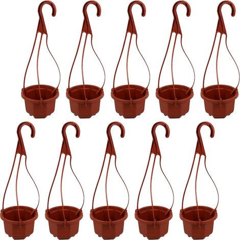 Lot de 10 jardinières suspendues octogonales en plastique, pratiques et peu encombrantes, (1/5)