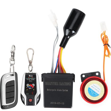 Système de sécurité étanche avec klaxon d'alarme à double voie et télécommande, doté d'une fonction de démarrage du moteur pour moto (1/5)