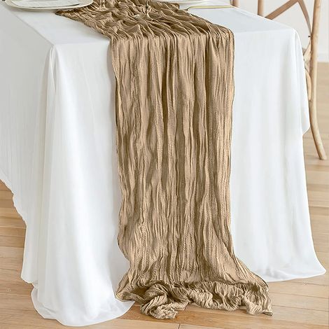 TAPIS DE COURSE ROND BOHO BEIGE RUSTIQUE pour table délicate 90x300 cm (1/5)