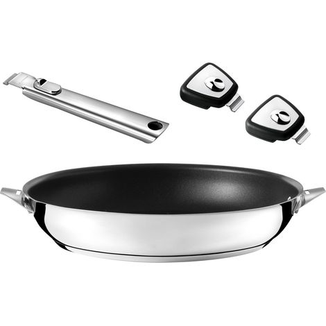 Eclipse - Set poêle 32 cm revêtement céramique avec poignée inox et anses amovibles (1/5)
