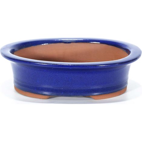 Vaso bonsai smaltato ovale cm. 20 Blu (1/2)
