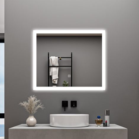 AICA LED SPECCHIO DA BAGNO 60 X 50 CM, LUMINOSITÀ REGOLABILE A 3 COLORI, ANTIAPPANNAMENTO, MEMORIA DI INTERRUZIONE DI CORRENTE (1/5)