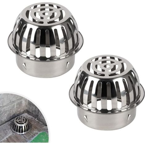 2PCS Filtre de Gouttière 97mm en 304 Inox, Crapaudine de Gouttière, Protection des Tuyaux contre les Feuilles, le Blocage