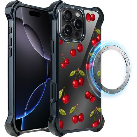 Hülle für iPhone 16 Pro ibizu DropGuard Ultra mit MagSafe, Midnight, Cherry Night (1/5)