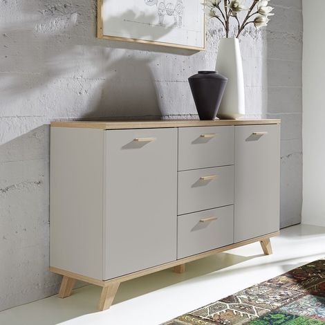 Buffet scandinave gris 2 portes 3 tiroirs Elsborg (1/2)