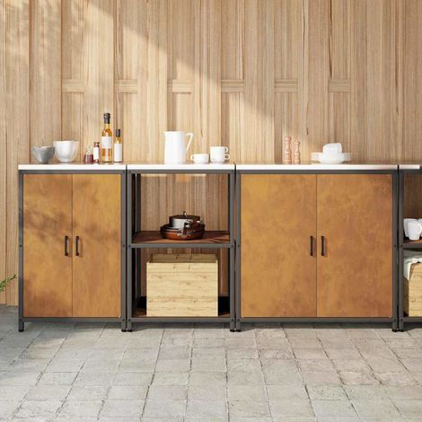 vidaXL Ensemble de rangement cuisine HATTEM 3 pcs Rouillé Acier