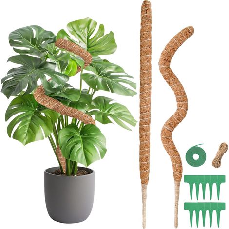 Support Plante Grimpante Ortviai 2x60cm Aluminium/Fibre Coco 7mm pour Monstera (1/5)