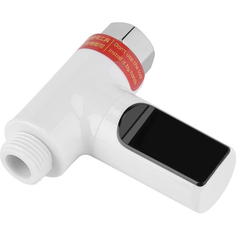 Thermomètre de Douche LED Autonome Sans Pile Écran Rotatif Étanche Installation Facile 1/2 Pouces Blanc Noir (1/5)