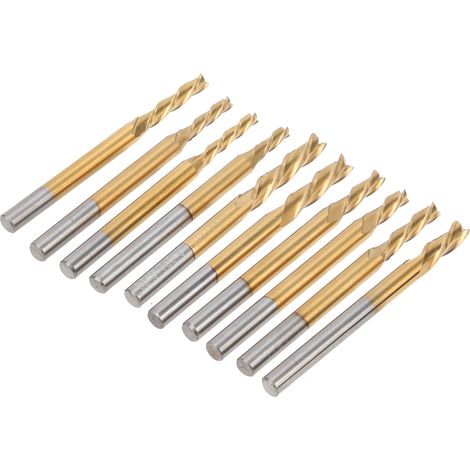 Fraise Hélicoïdale 3 Goujures Ø6mm, Queue Ronde Carbure Tungstène, Revêtement Titane, Lot de 10 pour CNC Défonceuse Métal (1/5)