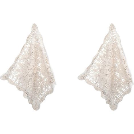 Lot de 2 nappes carrées en crochet, motif dentelle de Noël, couleur beige, 40 cm (15,7 pouces). (1/5)